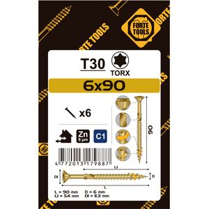 ΒΙΔΑ ΓΙΑ ΜΟΡΙΟΣΑΝΙΔΑ T30 6.0X90/54 YELL ZN6PCS