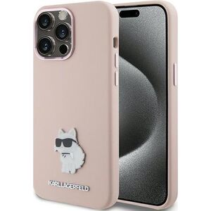 Karl Lagerfeld Karl Lagerfeld KLHCP15XSMHCNPP iPhone 15 Pro Max 6.7" różowy/pink Silicone Choupette Metal Pin