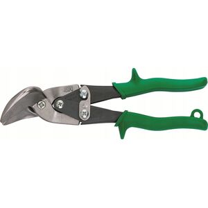 Freund Padidintos sverinės galios žirklės skardai, 225 mm, dėšininės, išlenktos. Kerpa (cinkuota/nerūdijančio plieno skarda) 1.02mm/0,6mm. Pagaminta JAV