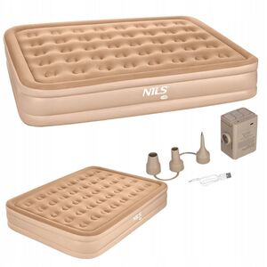 NC2808 MATERAC DWUOSOBOWY KING SIZE BEŻOWY + POMPKA ELEKTRYCZNA NILS CAMP