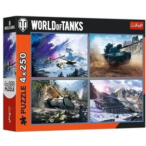 Puzzle 4x250 Wielka bitwa czołgów TREFL