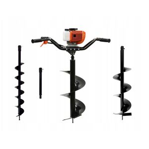 Świder spalinowy(2os.) + wiertła(10cm,20cm,30cm) + adapter 50cm (1/2)