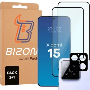 2x szkło na ekran + szkło na aparat Bizon Edge 2 Pack do Xiaomi 15