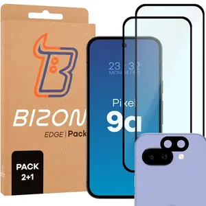 2x szkło na ekran + szkło na aparat Bizon Edge 2 Pack do Pixel 9a