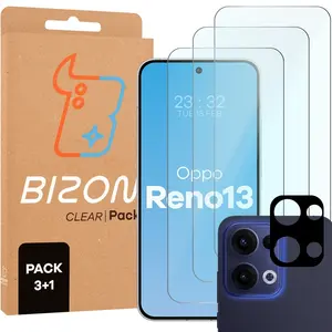 3x szkło na ekran + 1x szkło na aparat Bizon Glass Clear 2 Pack do Oppo Reno13