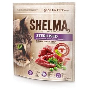SHELMA karma sucha - pełnoporcjowa karma dla dorosłych kotów sterylizowanych. Bogata w wołowinę 750 g