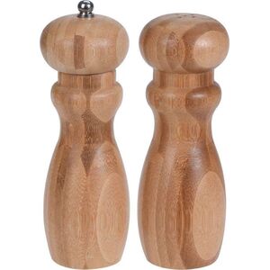 Młynek do przypraw Excellent Houseware Młynek do pieprzu DREWNIANY BAMBUSOWY + solniczka komplet do pieprzu soli