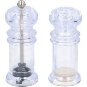 Młynek do przypraw pieprz i młyn solny 10-11 x 4 cm przezroczysty 2-częściowy
