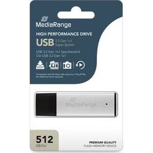 Στικάκι USB MediaRange MediaRange Υψηλής Απόδοσης 512 GB, USB stick (ασημί/μαύρο, USB-A 3.2 Gen 1)