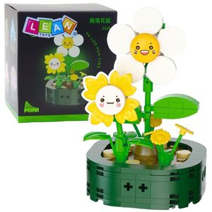 Mini Klocki Konstrukcyjne Kwiatki Z Buźkami Białe Żółte 142 el. LEAN TOYS