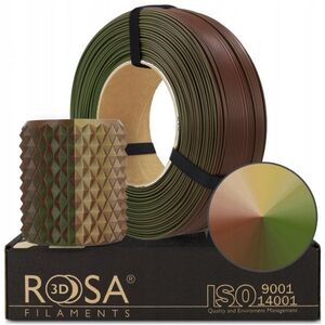 3D plastikas PLA tripuse zalia/ruda/smelio (Army/kamufliazine) 1.75mm 1kg refill pakuote Rosa3D