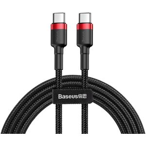 Baseus Cafule Cable wytrzymały nylonowy kabel przewód USB-C PD / USB-C PD PD2.0 60W 20V 3A QC3.0 1M czarny-czerwony (CATKLF-G91)