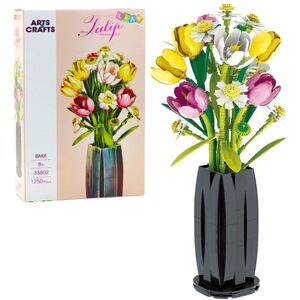 Klocki Konstrukcyjne Bukiet Tulipany W Wazonie 1250 el. LEAN Toys