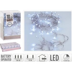 Dekoracja świąteczna Mondex Łańcuch świetlny 10LED BO biały TIMER 1m 2xAA 1,5V
