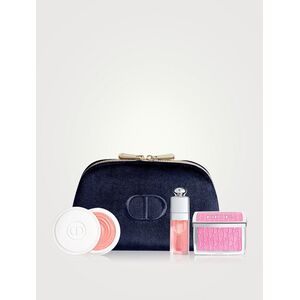 Σετ Φυσικής Λάμψης Christian Dior: Backstage Rosy Glow, Ρουζ Συμπαγής Πούδρα, 001, Ροζ, 4.6 g + Addict, Γυαλιστερό, Λάδι Χειλιών, 001, Ροζ, 6 ml + Abricot, Ενισχυτική, Κρέμα Θεραπείας Νυχιών, 8 g + Υφασμάτινη Τσάντα Μακιγιάζ, Μπλε Για Γυναίκες