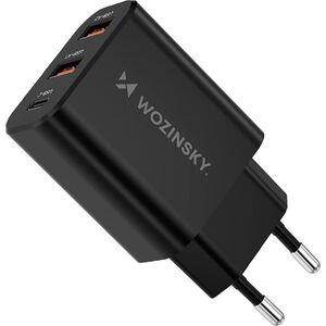 Φορτιστής τοίχου Wozinsky CWCUCB 30W USB-C / 2 x USB-A - μαύρο