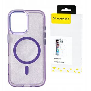 Etui Wozinsky Glitter Case z Mag Safe na Samsung Galaxy S25+ - fioletowe z brokatem