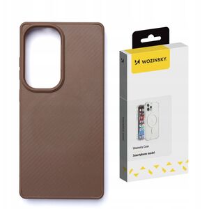 Etui Wozinsky Carbon Fibre Case z MagSafe na Samsung Galaxy S25 - brązowe