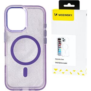 Etui Wozinsky Glitter Case MagSafe na Samsung Galaxy S24 FE - fioletowe z brokatem