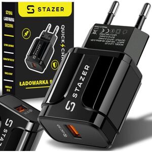 STAZER Ładowarka Sieciowa QC 1xUSB czarna