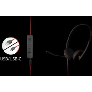 Poly Blackwire C3210 Zestaw słuchawkowy Przewodowa Opaska na głowę Biuro/centrum telefoniczne USB Type-C Czarny, Czerwony