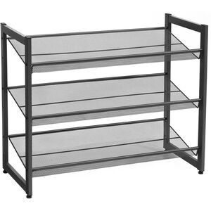 Regał na buty czarny metalowy industrialny 3 półki 7430,762,8 cm