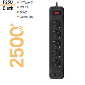 Transcend F25U καλώδιο επέκτασης 2m με 3 υποδοχές + 3 USB + 1 USB-C