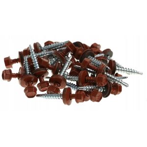 Stoginiai savisriegiai KOELNER, 4,8 x 35 mm  250 vnt. Cinkuoti, su tarpine, RAL8004, RR750