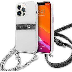Guess Guess GUHCP13LKC4GBSI iPhone 13 Pro / 13 6,1" Transparent hardcase 4G Grey Strap Silver Chain