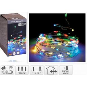 KMTP Lampki świąteczne na srebrnym druciku 240 LED kolorowe 23.9m programator IP44 lampki dekoracyjne