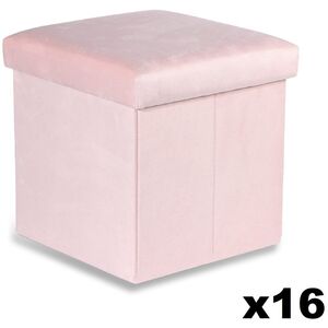 Pufa składana M - 30x30x30cm aksamit róż x 16