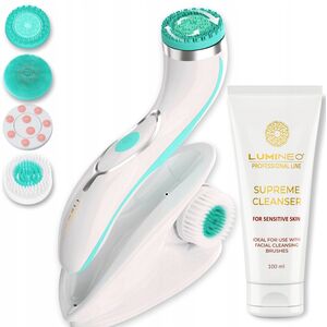 LUMINEO Professional Line Szczoteczka do twarzy Brush Pro turkusowa + Żel oczyszczajacy Lumineo do skóry wrażliwej 100 ml