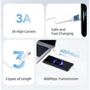 Kabel USAMS US-SJ603 U84 3A USB-C do USB-A 3m biały