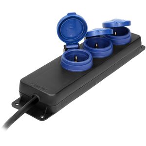 Przedłużacz warsztatowy bryzgoszczelny IP44, 3 gniazda 2P+Z schuko, przewód gumowy, H05RR-F 3x1,5mm?, długość 5m
