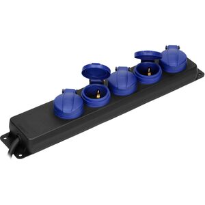 Przedłużacz warsztatowy bryzgoszczelny IP44, 5 gniazd 2P+Z IP44, schuko przewód gumowy, H05RR-F 3x1,5mm2, długość 5m