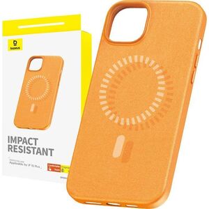 Baseus Magnetyczne Etui na telefon iPhone 15 Plus Baseus Fauxther Series (Pomarańczowe)