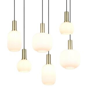 Pendant lamp TRIO DIVA, 6xE27, max 6x10W brass/white 85x20x150cm