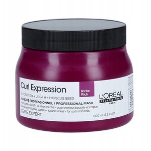 L'Oreal Professionnel, Serie Expert Curl Expression Rich, Glycerin2.5% + Urea H + Hibiscus Seed, Hair Treatment Cream Mask, Intense Moisturizing, 500 ml For Women