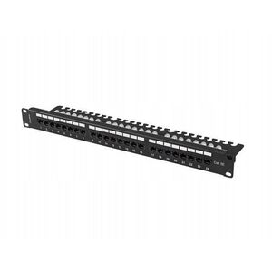 Lanberg Patch Panel 24 port 1U 19" kat.5E UTP czarny z organizerem kablowym