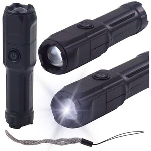 Latarka LED Regulacja Zoom 3 Tryby Świecenia Ładowanie USB Czarna LEAN