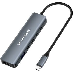 6w1 Hub rozdzielacz USB-A USB-C DisplayPort HDMI - szary 6w1 Hub rozdzielacz USB-A USB-C DisplayPort HDMI - szary