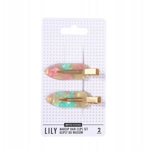 SISTER YOUNG_Lily Makeup Hair Clips Set klipsy do włosów Pink Green 2szt