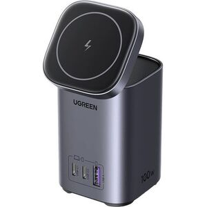 Ładowarka Ugreen Ładowarka / stacja ładowania GaN 2w1 UGREEN CD342, Qi, 2xUSB-C, 1x USB-A, 100W (szara)