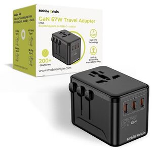 Mobile Origin GaN 67W Travel Adapter PW5 EU/UK/US/AUS, 3x USB-C + USB-A