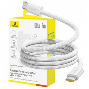 Kabel Baseus Dynamic 4 Pro 100W USB-C - USB-C magnetyczny 1m - biały