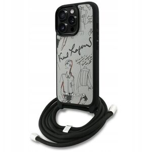 Etui Karl Lagerfeld Crossbody Grained Pattern & Logo do iPhone 16 Pro szary