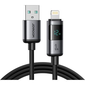 Kabel Joyroom S-A16 Pro Prism Series 3A USB-A - Lightning z wyświetlaczem 1,2m - czarny