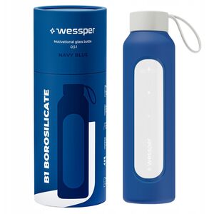 Szklana butelka Wessper B1 Borosilicate 500ml Navy Blue (WES260-500-NB-NEW)