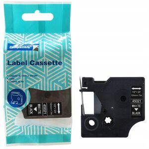 Taśma DYMO D1 45021 12mm x 7m S0720610 biały na czarnym zamiennik