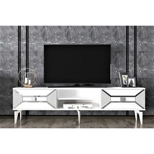 TV staliukas Kalune Design Yumedi, baltas/sidabrinis
